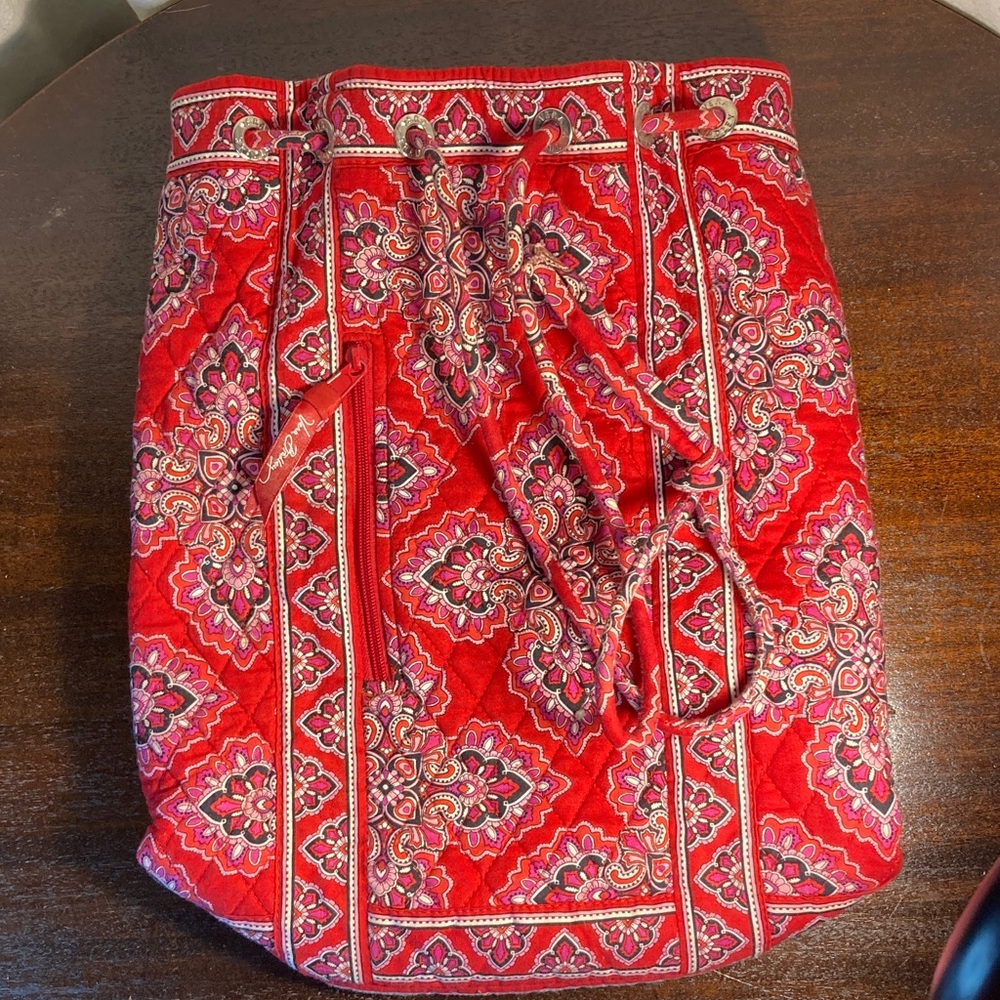 Vera Bradley Red Quilted Paisley Drawstring Tote - Picture 1 of 7